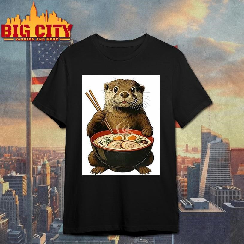 Otter eating ramen cartoon shirt