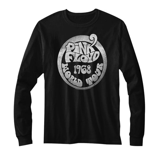 Pink Floyd Mens L/S T-Shirt - 1968 World Tour - Solid Black