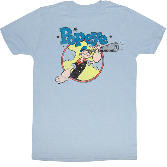 Popeye Mens S/S T-Shirt - Right On - Solid Light Blue
