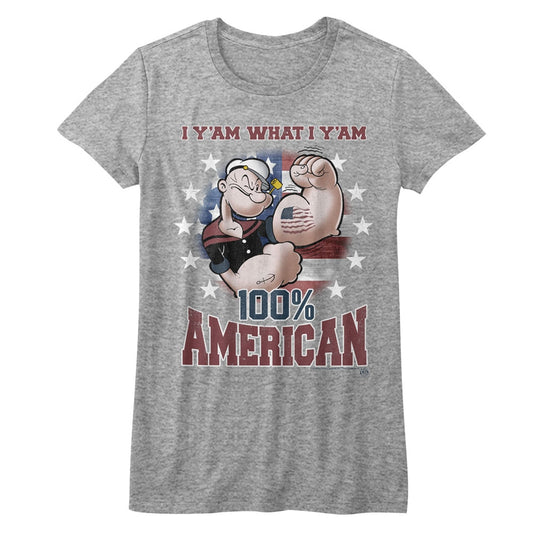 Popeye Girls Juniors S/S T-Shirt - Yam American - Heather Gray Heather