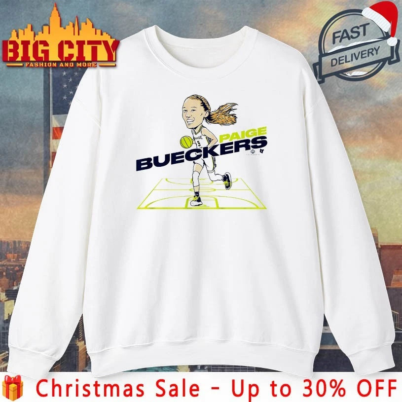 Paige Bueckers Dallas Caricature white shirt