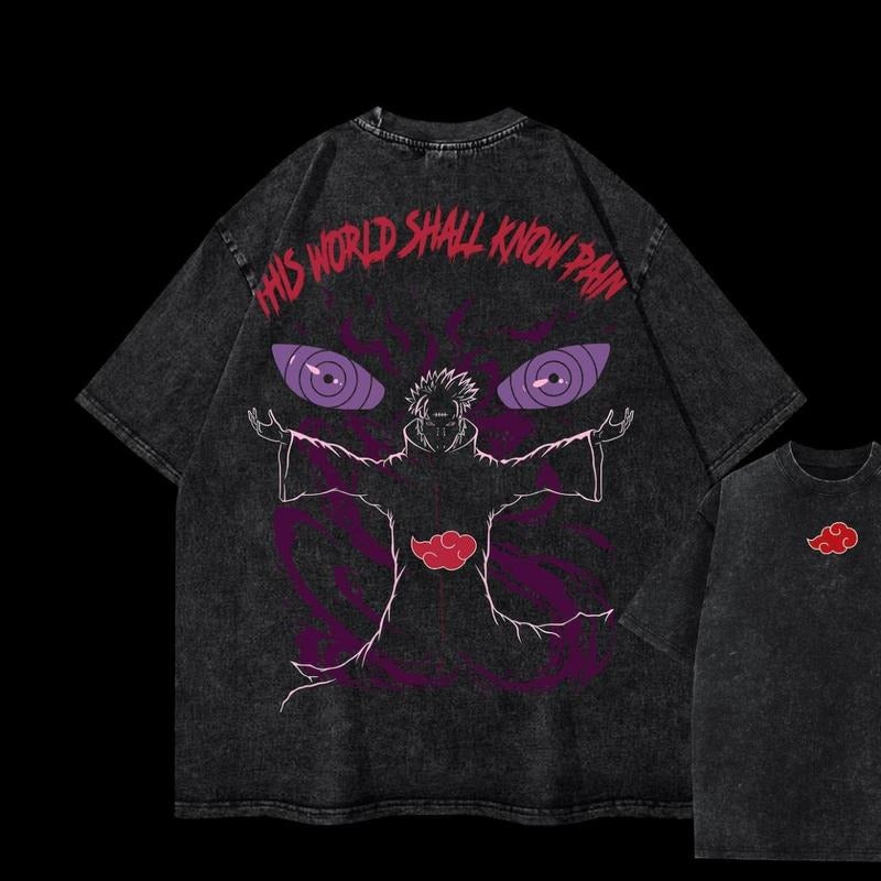 Pain Acid-Washed Unisex Anime T-Shirt, Streetwear & Gym Style, Laid-Back Vibe, Always in Style, Perfect Fit, Ultimate...