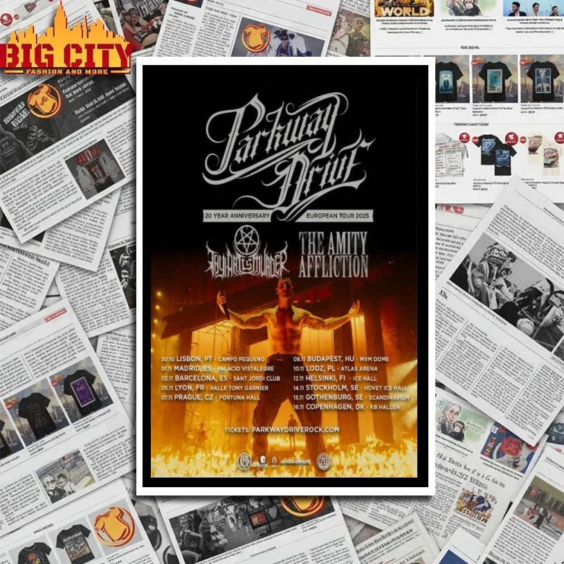 Parkway Drive 20 Year Anniversary European Tour 2025 Poster shirt