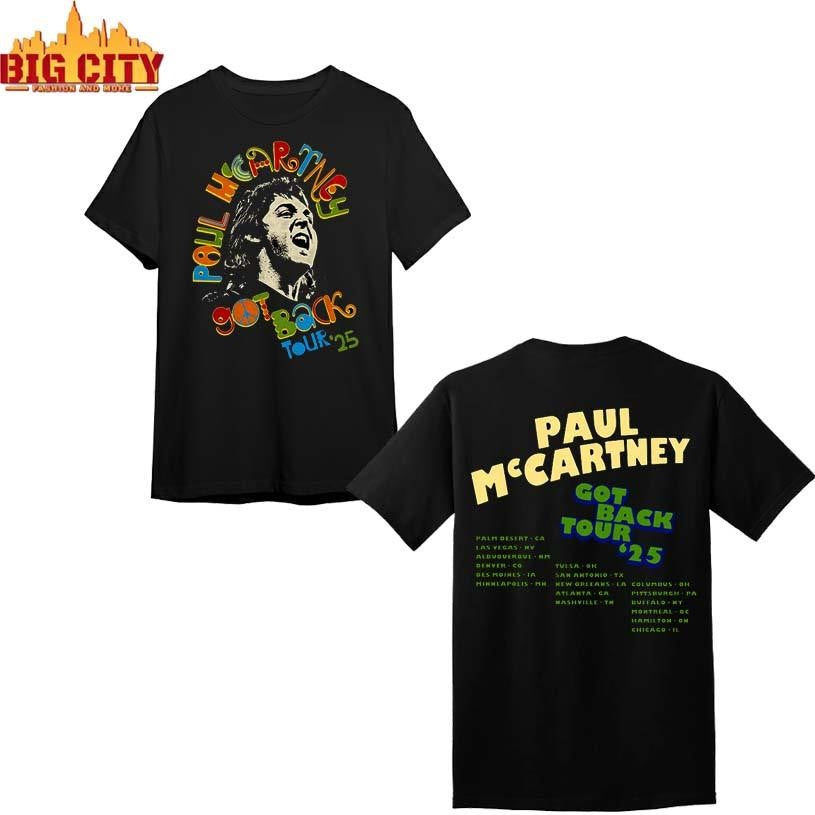 Paul McCartney Got Back Tour 2025 Merch Peace With City Stops Shirt