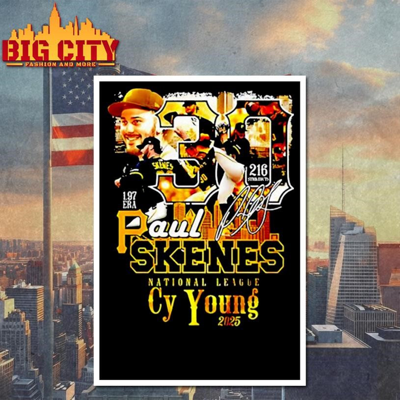 Paul Skenes Pittsburgh Pirates 2025 National League Cy Young signature shirt