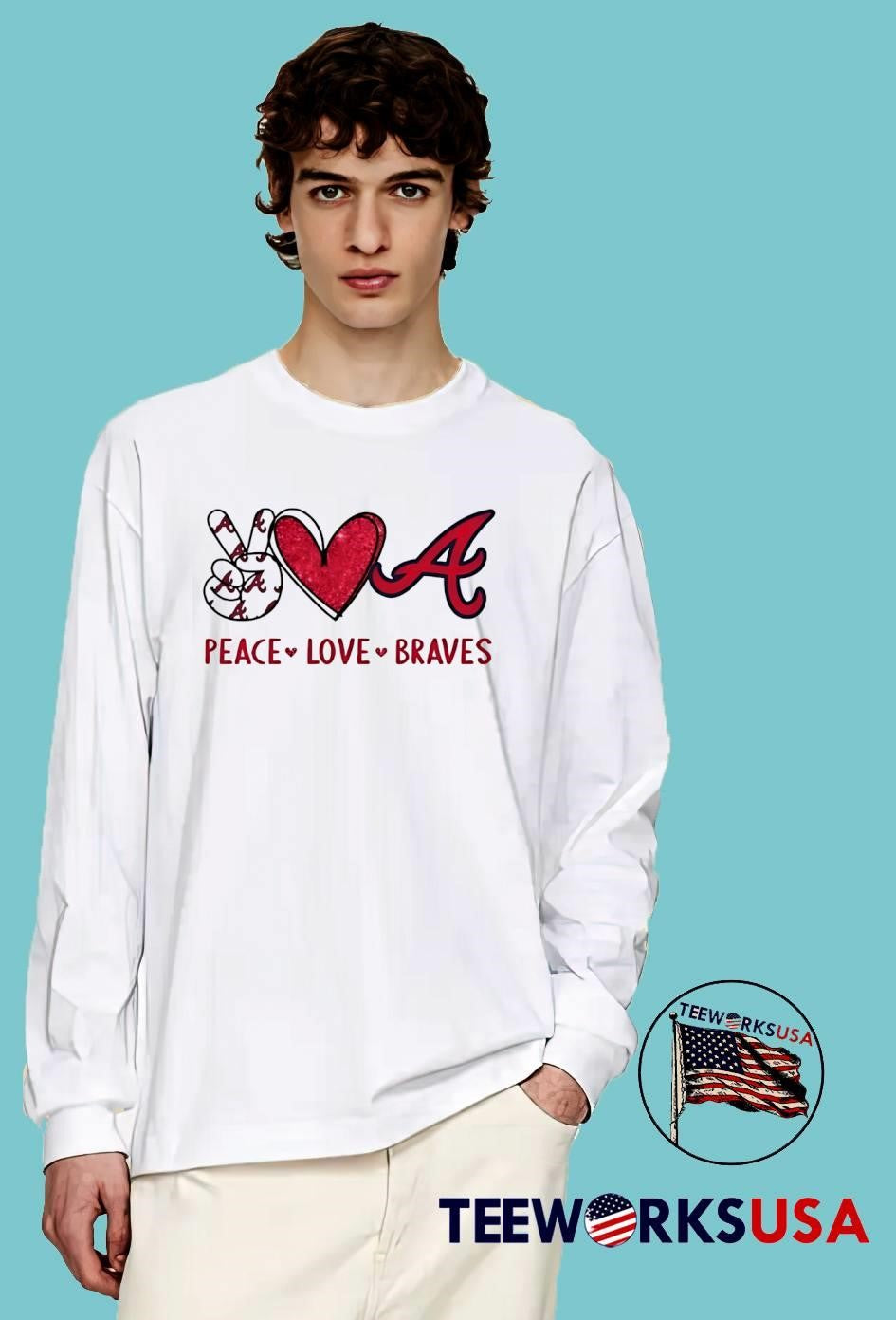 Peace Love Braves Atlanta Baseball Fan Graphic shirt