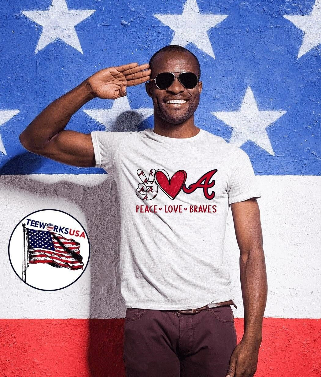 Peace Love Braves Atlanta Baseball Fan Graphic shirt