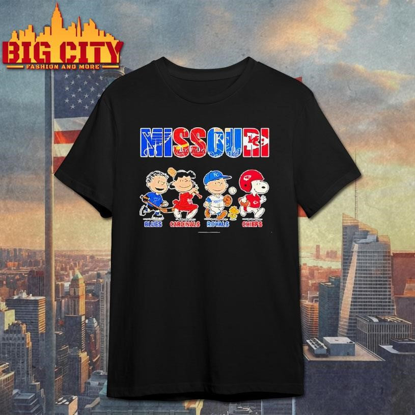 Peanuts Characters X Blues Cardinals Royals And Chiefs Missouri Sports Teams Shirt