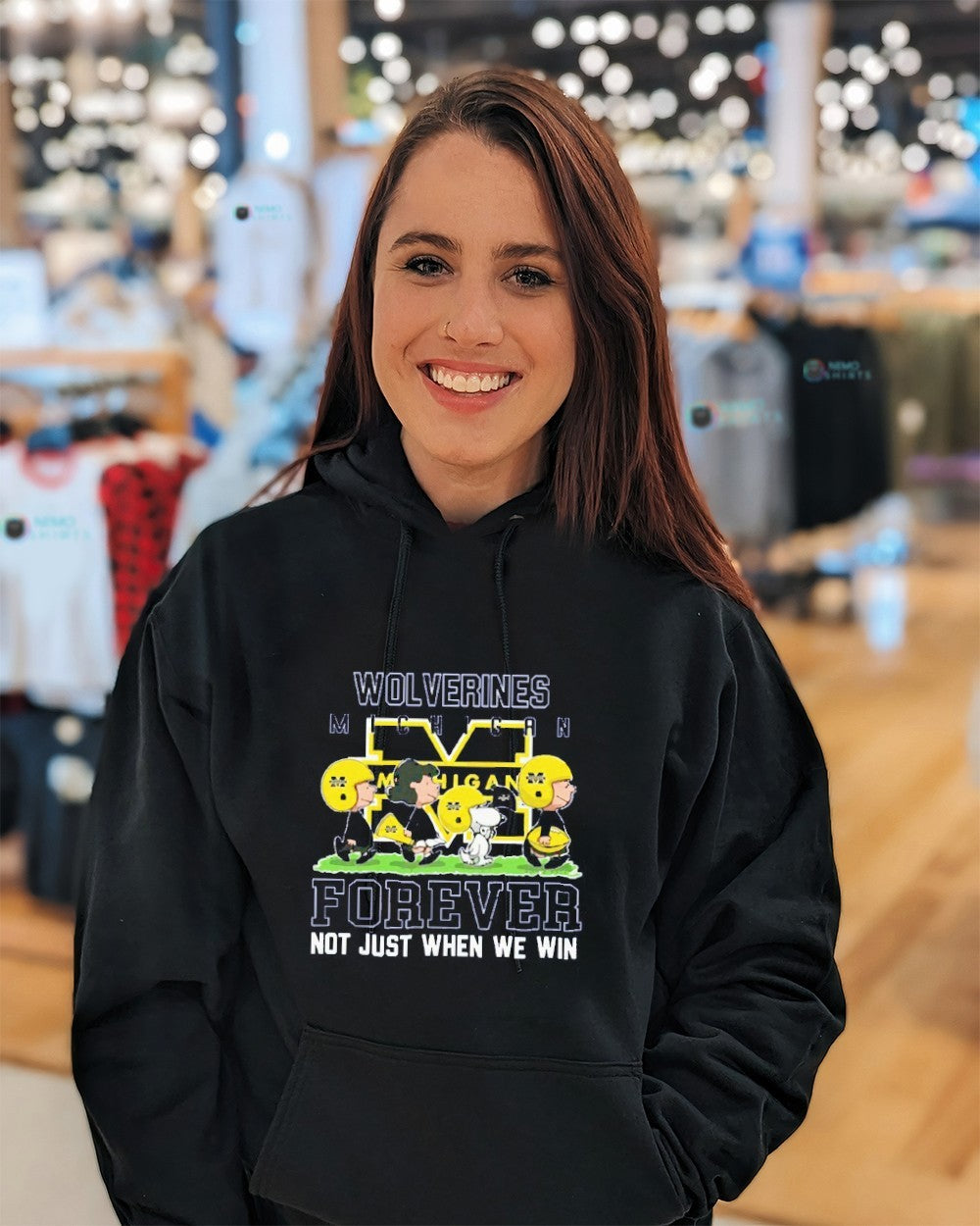 Peanuts characters Michigan Wolverines forever not just when we win shirt