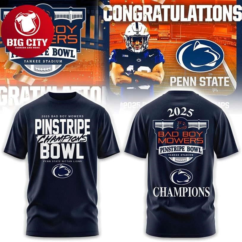 Penn State 2025 Pinstripe Bowl Champions Edition Two Sided Shirt