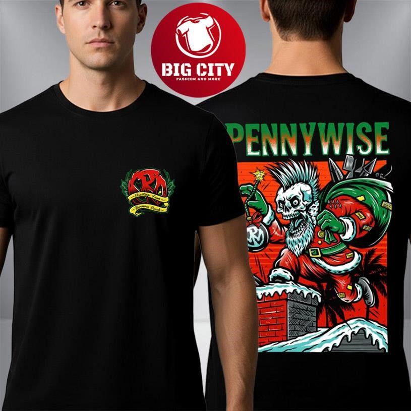 Pennywise Christmas Greetings From Hermosa Beach Two Sided Shirt