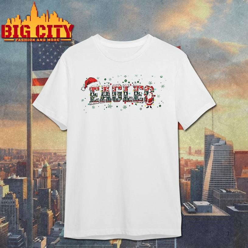 Philadelphia Eagle Football Santa hat light bulb Tis The Season Merry Christmas shirt