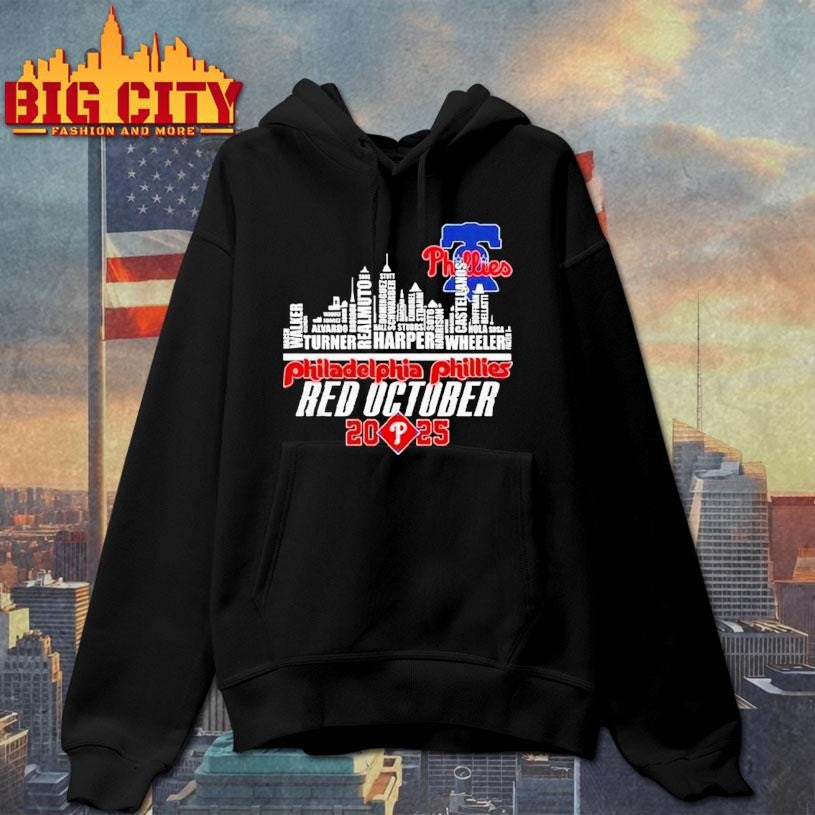 Philadelphia Phillies Red October 2025 Skyline Names Shirt