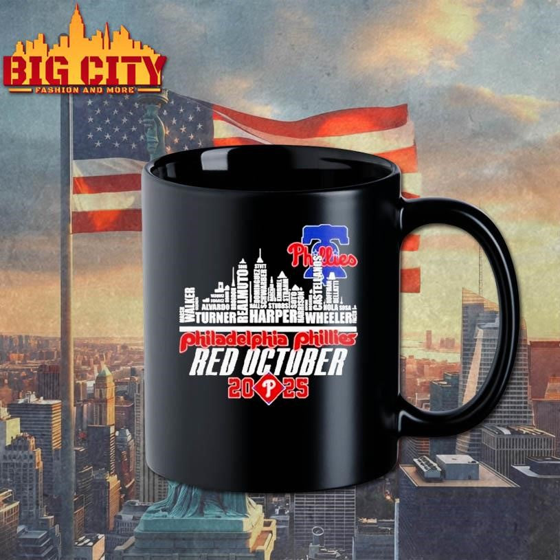 Philadelphia Phillies Red October 2025 Skyline Names Shirt
