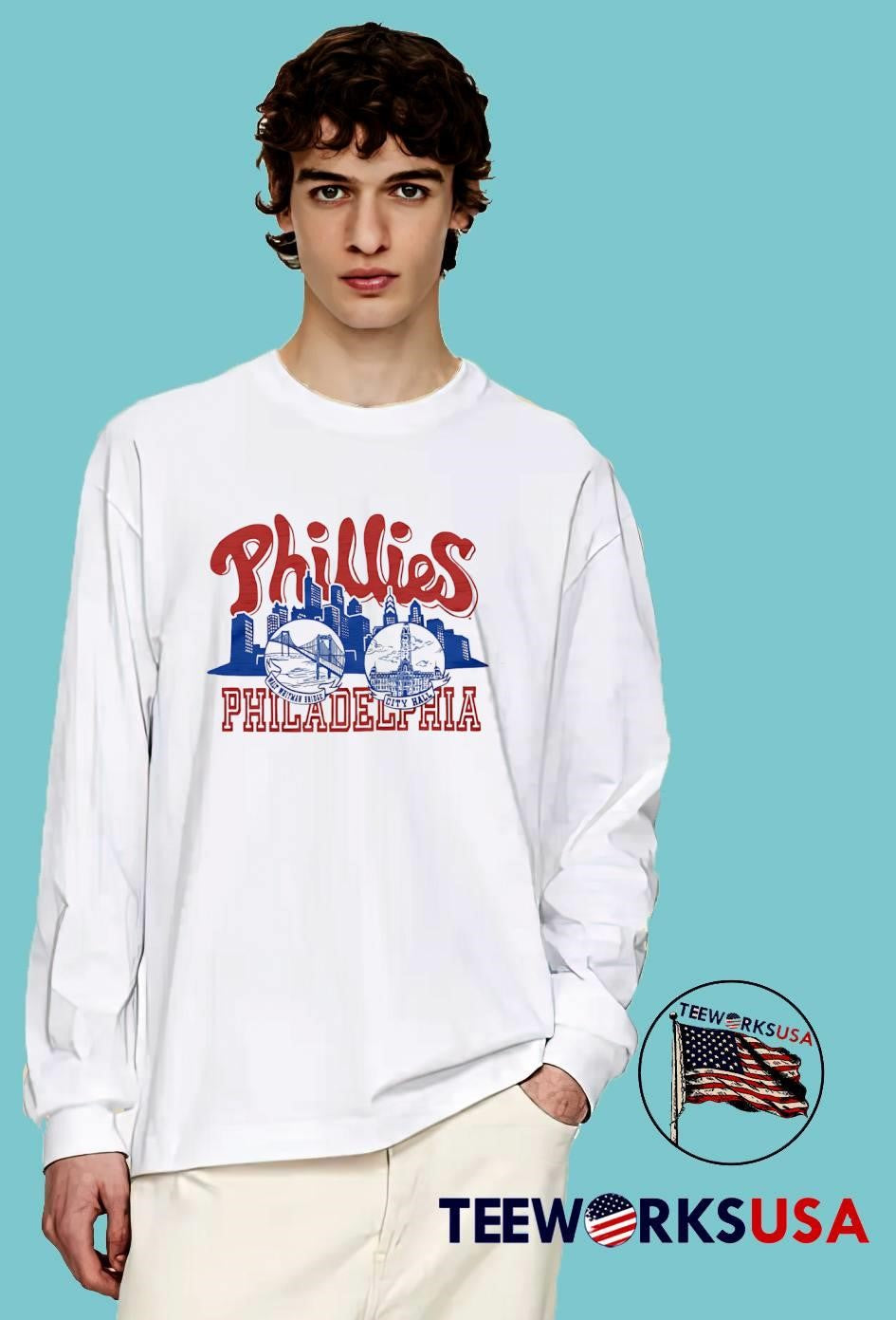 Phillies Philadelphia Walt Whitman Bridge City Hall shirt