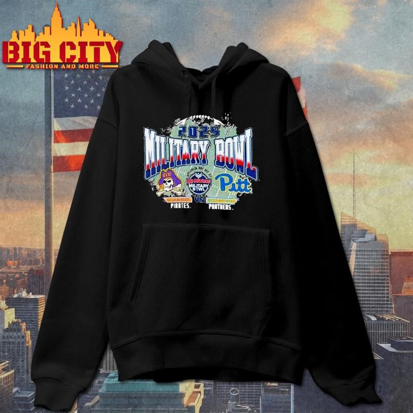 Pittsburgh Panthers Vs East Carolina Pirates 2025 Military Bowl Dueling Helmets Champion Shirt