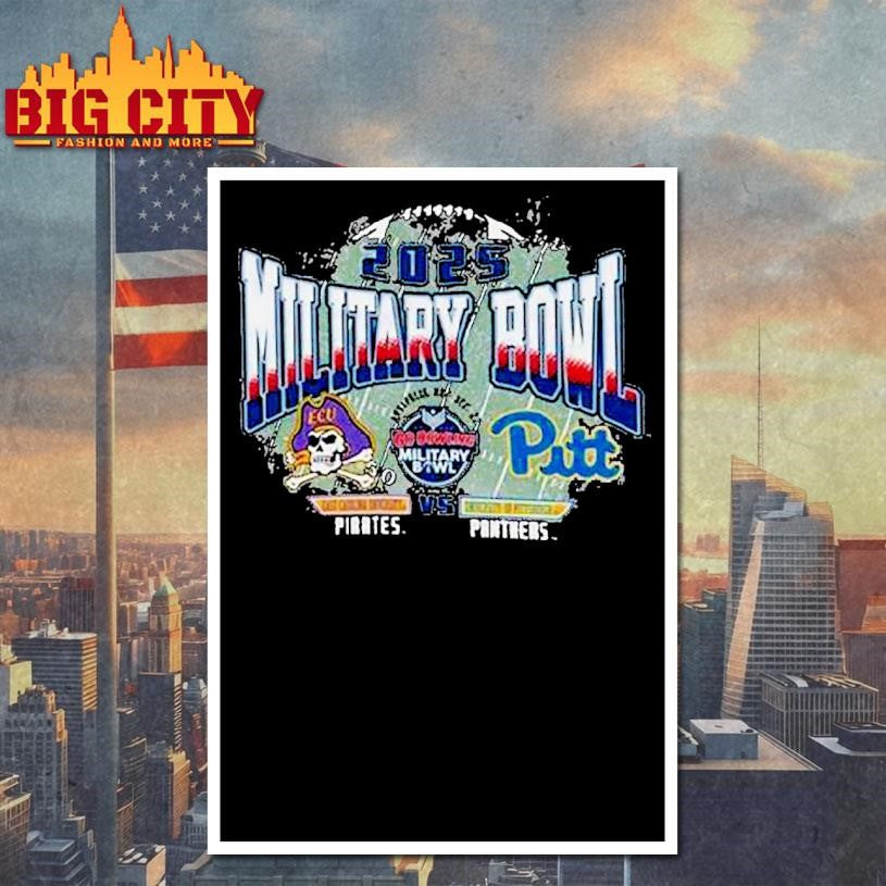 Pittsburgh Panthers Vs East Carolina Pirates 2025 Military Bowl Dueling Helmets Champion Shirt
