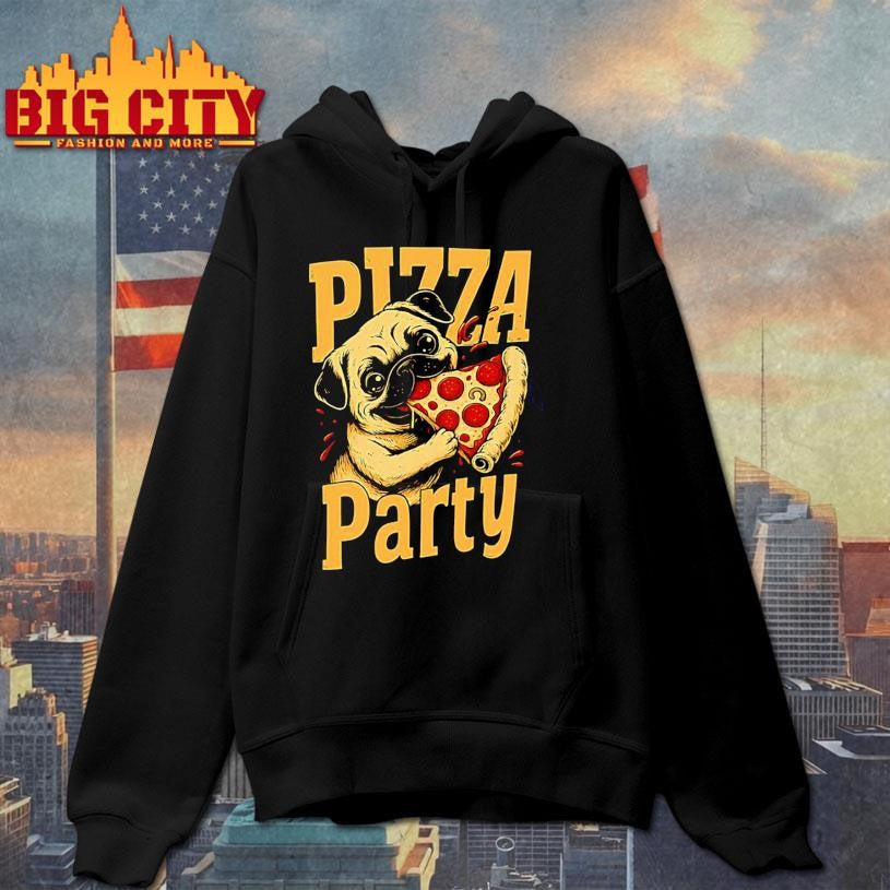 Pizza Party Pug Funny Dog Pizza Lover Design Shirt