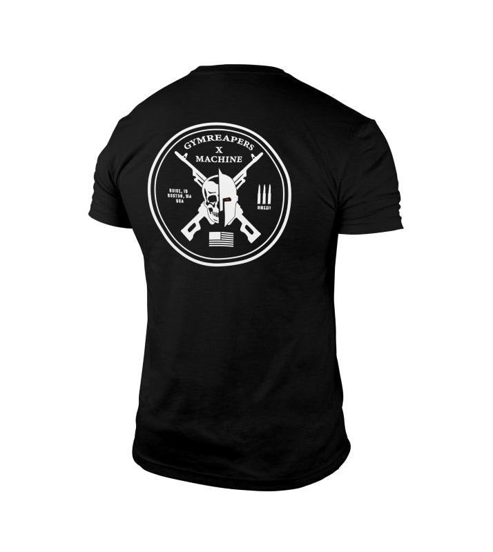 Gymreapers & Machine Fusion Tee - Premium Cotton/Polyester Blend, Unique Design, Black - Menswear