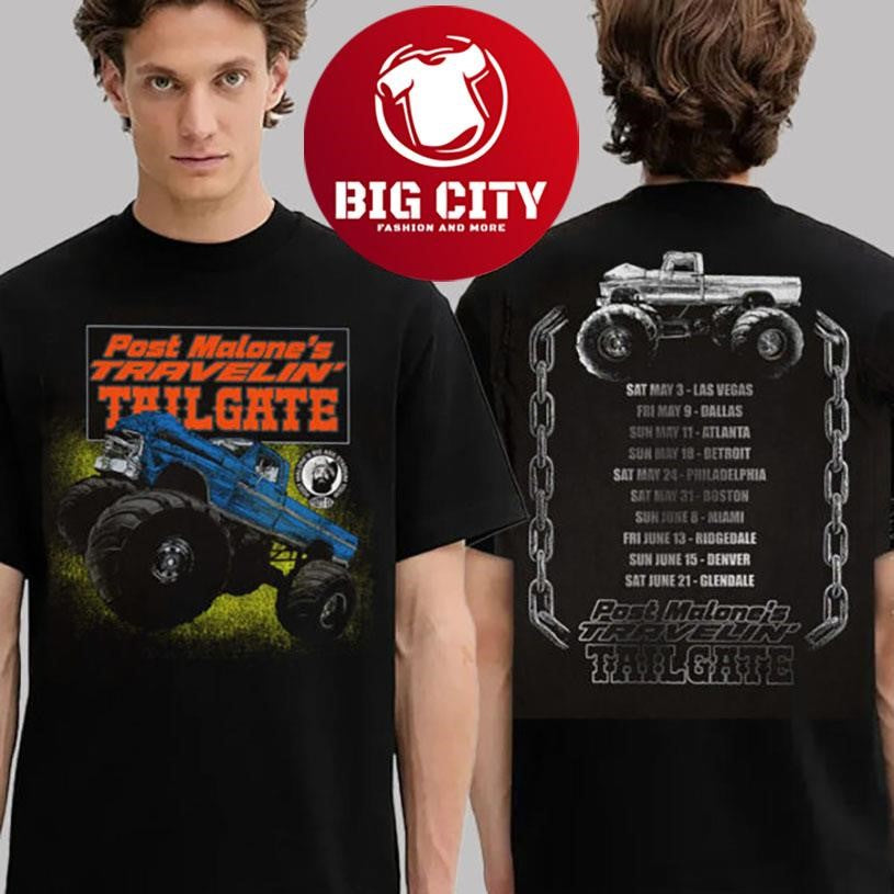 Post Malone Merch Tee Tailgate Big Ass Stadium Tour Schedule 2025 New Two Sided Shirt