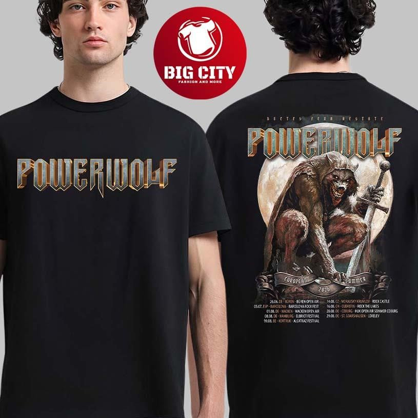 Powerwolf European Summer Tour 2026 Schedule Dates Two Sided Shirt