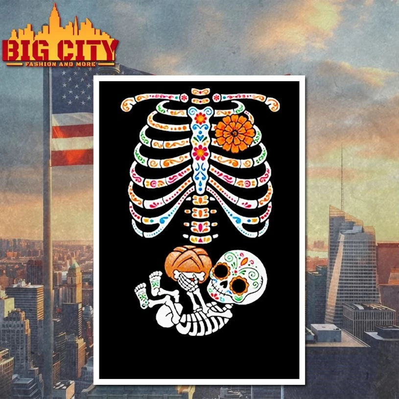 Pregnancy Skeleton Día De Los Muertos Belly Bump shirt