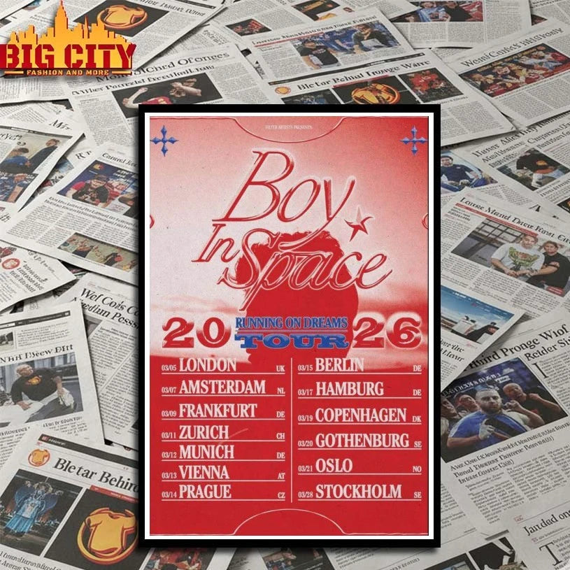 Premium Boy In Space Running On Dreams Tour 2026 Poster Shirts