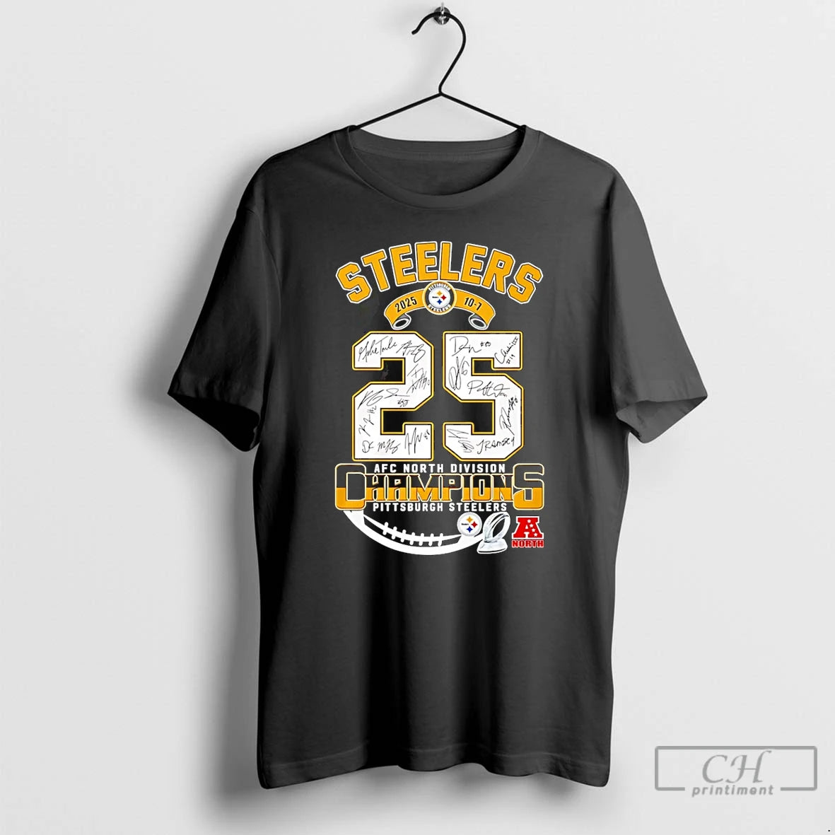 Premium Steelers Afc North Champs 2025 Signatures T-Shirts, Hoodie, Sweatshirt | ZylaModa.com