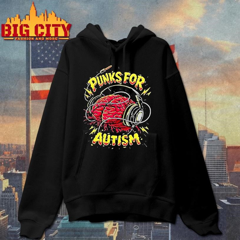 Punks For Autism Brain Headphones Graphic Shirt