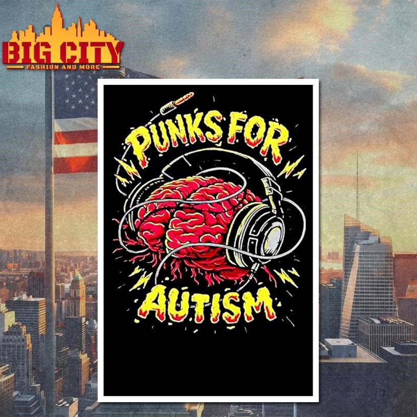 Punks For Autism Brain Headphones Graphic Shirt
