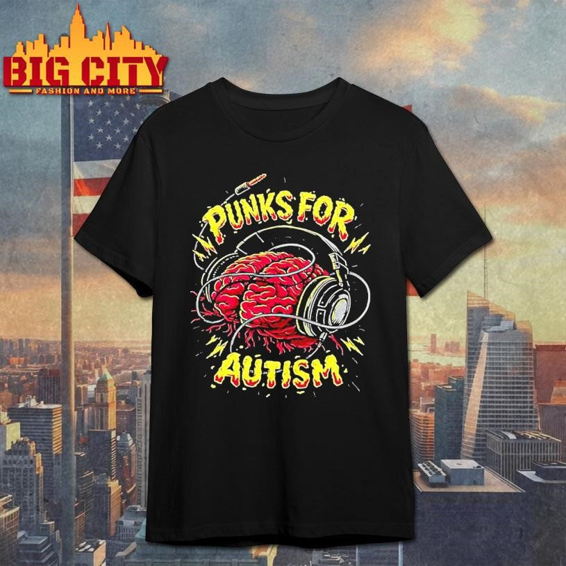 Punks For Autism Brain Headphones Graphic Shirt