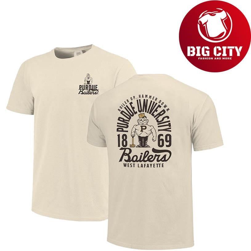 Purdue Boilermakers Ivory Vintage Mascot Two Sided Shirt