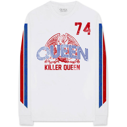 Queen Long Sleeve T-Shirt: Killer Queen '74 Stripes (Sleeve Print)