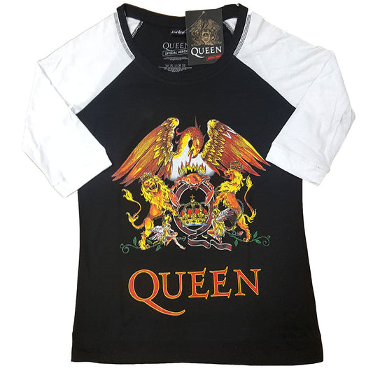 Queen Ladies Raglan T-Shirt: Classic Crest Style001
