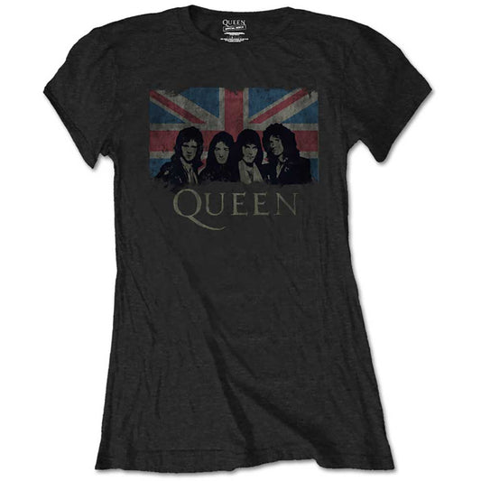 Queen Ladies Slim Fit T-Shirt: Union Jack