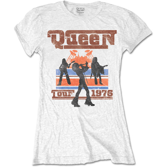 Queen Ladies Slim Fit T-Shirt: 1976 Tour Silhouettes