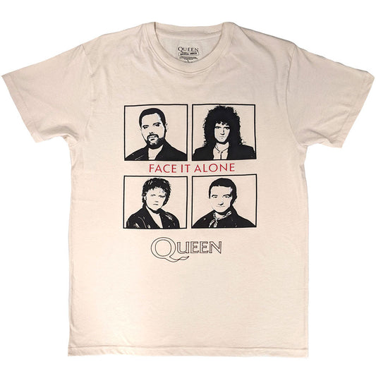 Queen T-Shirt: Face It Alone Squares (Natural)