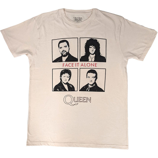Queen | Official Band T-Shirt | Face It Alone Squares (Natural)