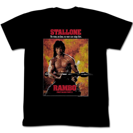 Rambo Mens S/S T-Shirt - Part Ii - Solid Black