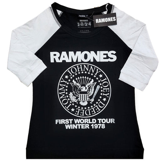 Ramones Ladies Raglan T-Shirt: First World Tour 1978 Style001