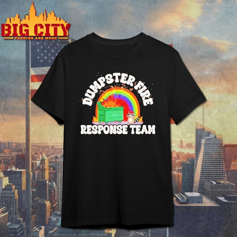 Raccoon dumpster fire response team rainbow shirt