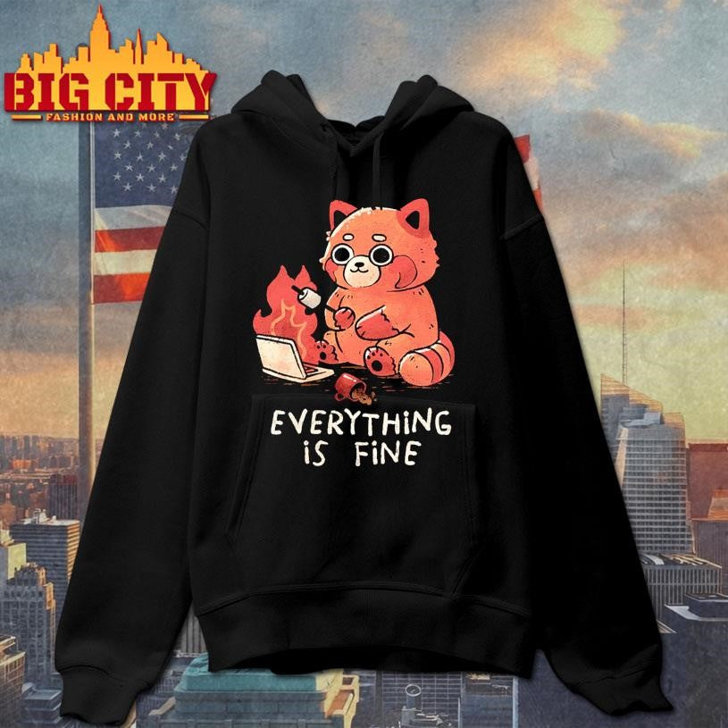 Red Pand Everything Is Fine-Mens Shirt
