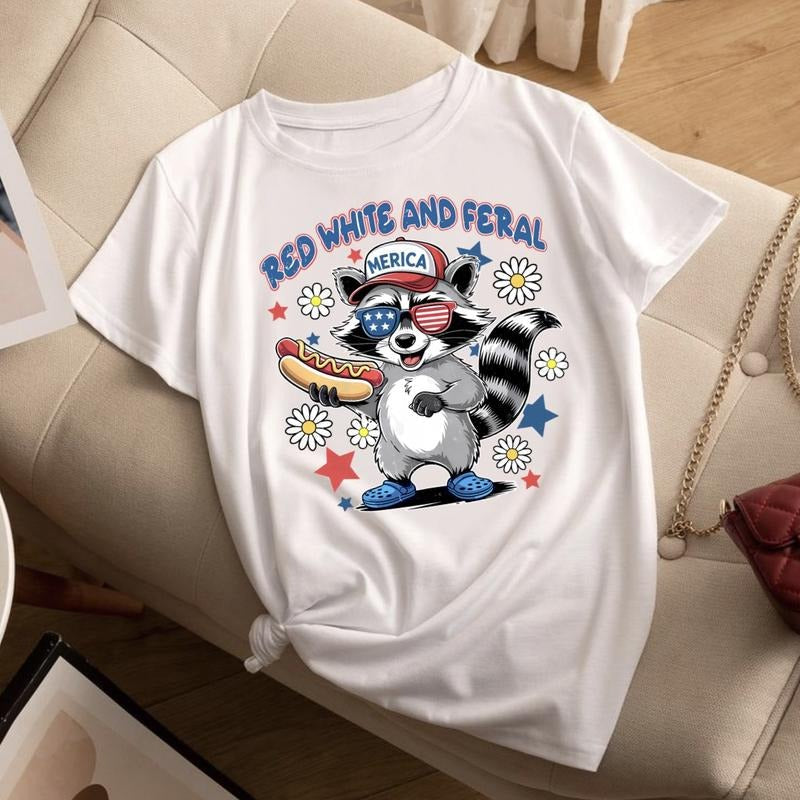 Red White And Feral Fourth Of July T-Shirt, 4th Of July Shirt, Tees For Men And For Women
