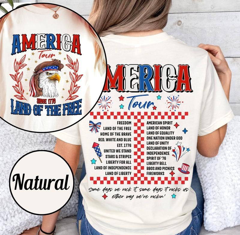 Retro America Tour 1776 Shirt 4th Of July Shirt 1776 Independence Day America American Eagle Patriotic Eagle  T-shirt,...