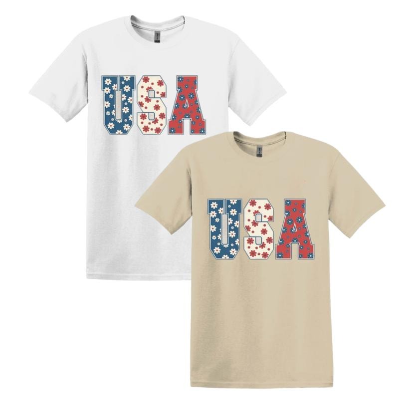 Retro Flower USA Graphic Shirt, 4th of July Hoodie, Floral American Sweatshirt, Retro USA Sweaters, Independence Day Tee,...