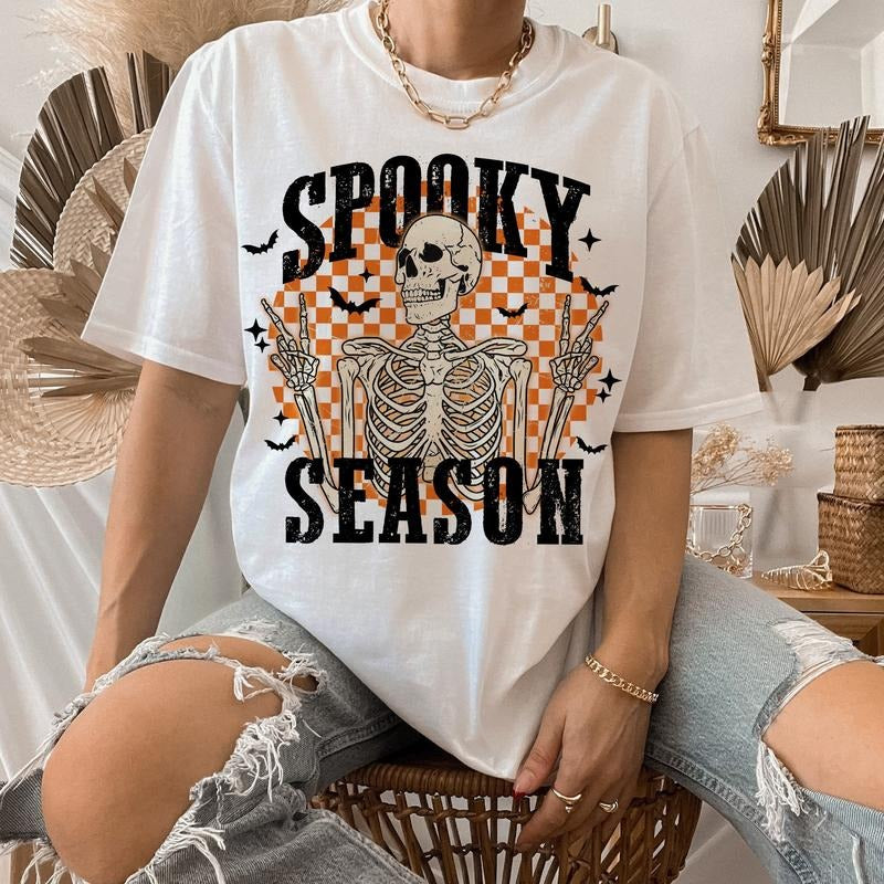 Retro Halloween Shirt, Halloween Sweatshirt design, Halloween skull Shirt, smiley face Sweatshirt, trendy Halloween shirt, retro Halloween, spooky Halloween