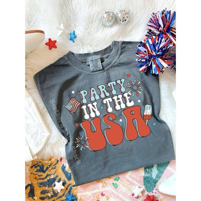 Retro Party in the USA T shirt  | Pepper comfort colors t shirt | Cute 4th of July Shirt Hoodie, Sweatshirt | ZylaModa.com