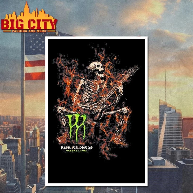 Rise Records Monster Skeleton Black shirts