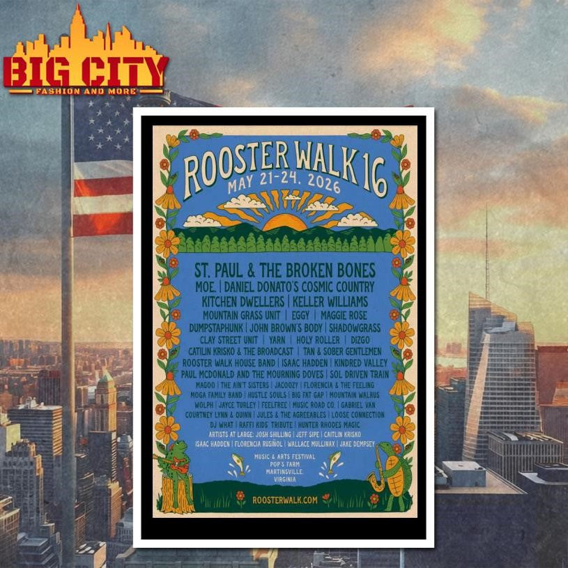 Rooster Walk 16 May 21-24 2026 Pop’s Farm Martinsville VA Poster Shirt