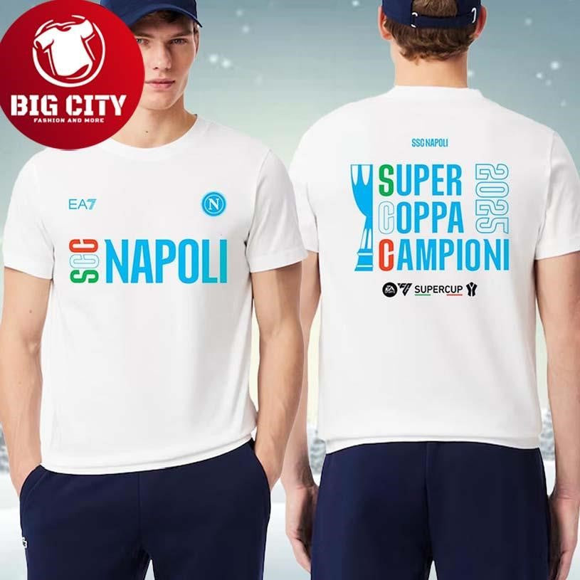 SSC Napoli 2025 Supercoppa Campioni Tee Italian Supercup Two Sided Shirt